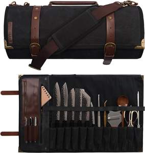 Muestra gratis, gran oferta, estuche duradero para cuchillos, bolsa enrollable para cuchillos de Chef de lona, bolsa enrollable para cuchillos con asa o correa para el hombro - Product Image 3