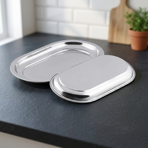 Plateau de service alimentaire durable en acier inoxydable, personnalisable, compatible lave-vaisselle, finition polie, design rectangulaire, usage résidentiel, usage domestique - Product Image 3