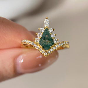 New Arrival Wholesale Beautiful Women Jewelry <b>Moss</b> <b>Agate</b> <b>Ring</b> Engagement Wedding Promise <b>Rings</b> for Gift - Product Image 1