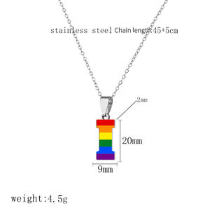 Joyería al por mayor de moda del Orgullo <span class=keywords><strong>Gay</strong></span>, collar con colgante de acero inoxidable con las 26 letras del alfabeto del arcoíris para chicas. - Product Image 4