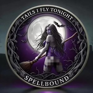 Moneda Chapada Personalizada con Diseño Libre para Regalo de Halloween, Bruja Sexy - Product Image 3