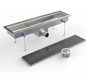 Kitlalongステンレス鋼床チャンネル排水システム高品質防臭正方形形状304工業用床排水