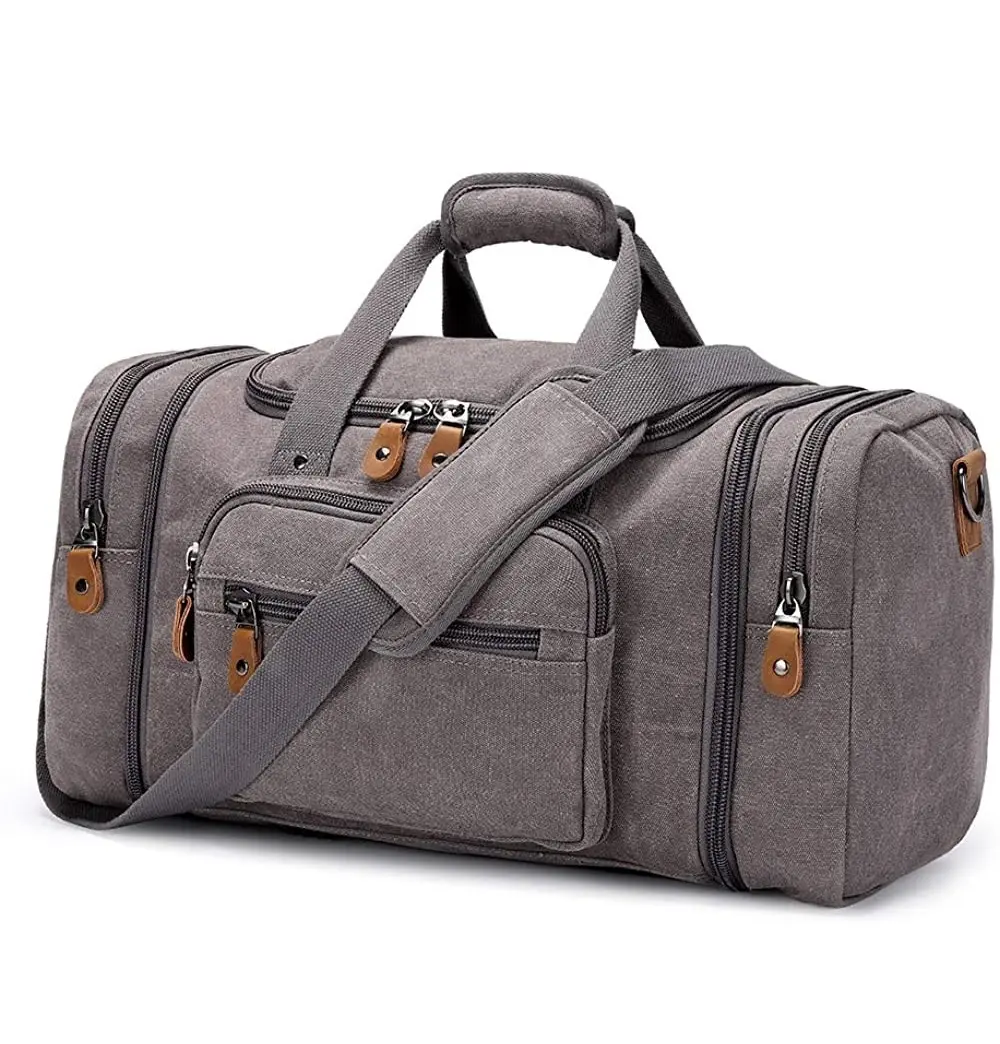 Ücretsiz örnek tuval silindir çanta seyahat Duffel gecede küçük seyahat çantası