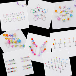 Kit de <span class=keywords><strong>Piercing</strong></span> Corporel 110 Pièces/Ensemble, Couleurs Assorties, en Acrylique, pour Sourcils, Nombril, Langue, Lèvre, <span class=keywords><strong>Nez</strong></span> - Product Image 2
