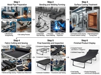 Lit de camping pliable ergonomique avec matelas rembourré, lit de couchage inclinable réglable, lit de camp robuste noir pour la sieste au bureau