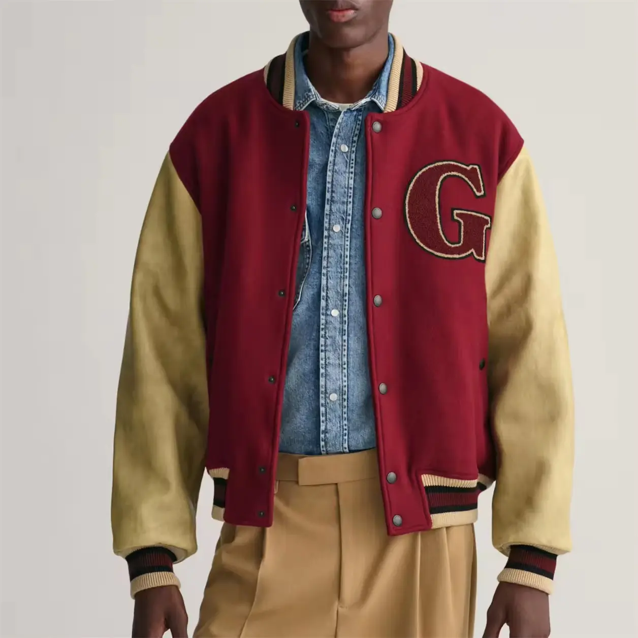 Patchwork lana carta Chenille bordado parches Logo hombres Hip Hop Streetwear básico Letterman Varsities chaquetas