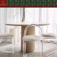 Table basse GOLDKING beige en travertin pour salon, base cannelée, personnalisable OEM ODM, vente directe