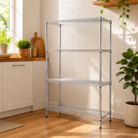 Étagère de rangement moderne en fil métallique chromé à 5 niveaux réglables en hauteur, en acier au carbone, pour cuisine, salle de bain, salon