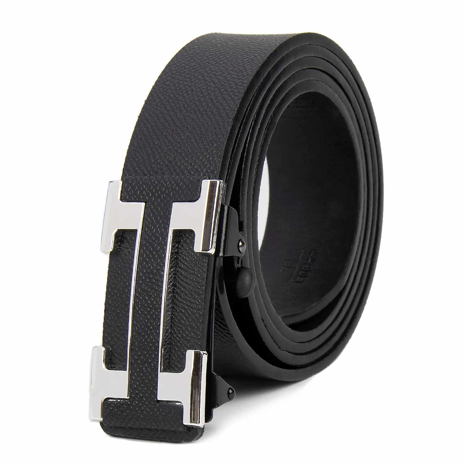 Men's custom automatic alloy buckle factory Logo PU leather belt toothless and durable automatic buckle belts men
