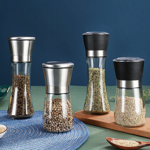 Moulin à épices manuel en verre 80ml 100ml, Bouteille broyeur de sel et de poivre, Meilleur prix, Ensemble de moulins à sel et à poivre réglables en gros - Product Image 1