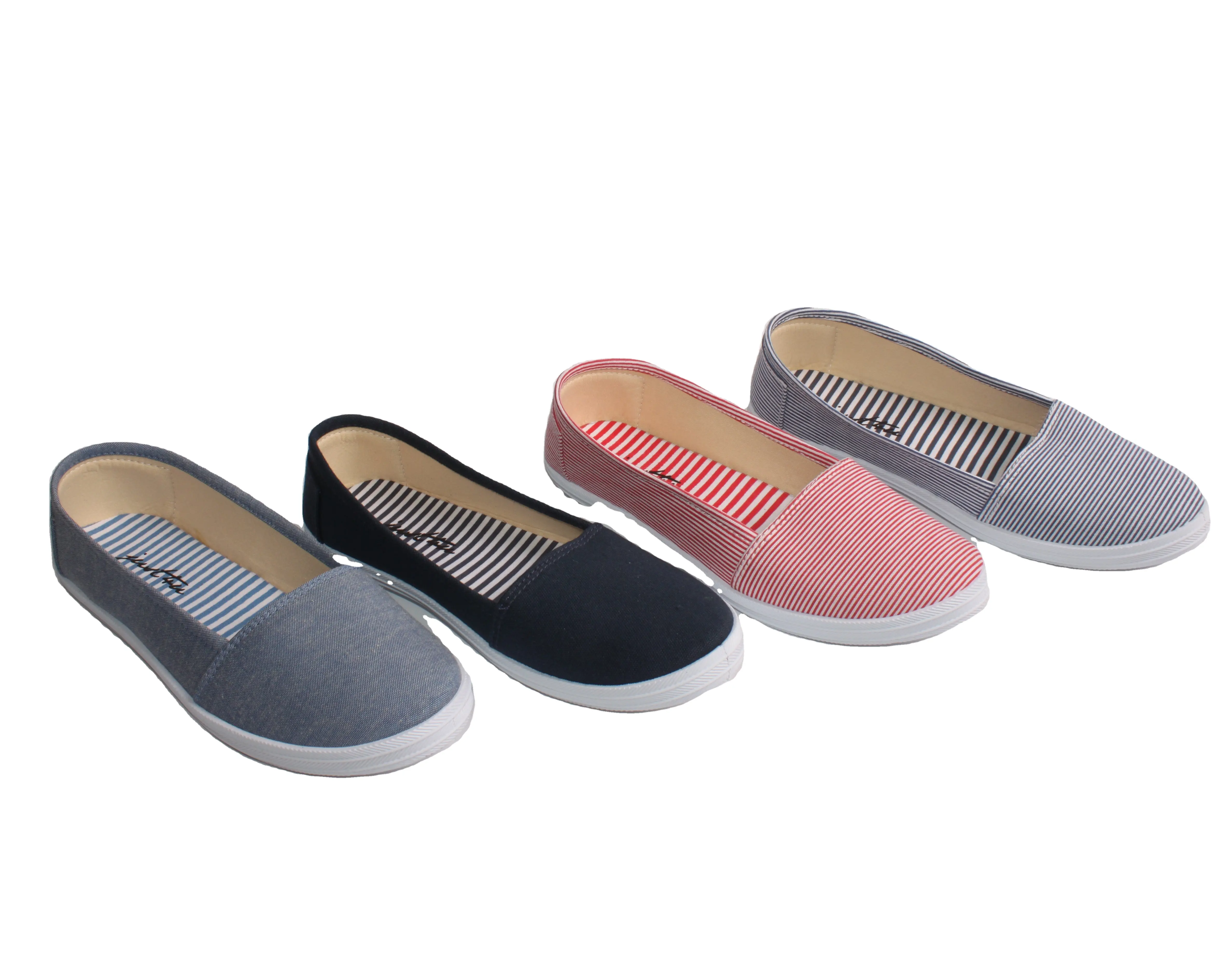 Women Stripe Injection Flat Canvas Shoes Fashion Casual Slip-On Sneakers Breathable Comfortable flat shoes
