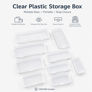 Boîtes de rangement en plastique transparentes, étanches, portables et durables pour la papeterie, les équipements de pêche, les composants électroniques, les cartes - Product Image 2