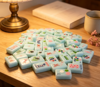 Set Mahjong Amerika Edisi Khusus Lipat Modern dengan Cetakan Turquoise dan Ubin Mahjong Amerika Akrilik Berukir Mewah