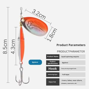 Señuelo de Pesca Hundido de 85 mm y 9 g, Cebo Artificial Duro de Hierro y Acero al Carbono con Lentejuela Giratoria para Lubina, <span class=keywords><strong>Trucha</strong></span>, Lucio y Carpa - Product Image 5