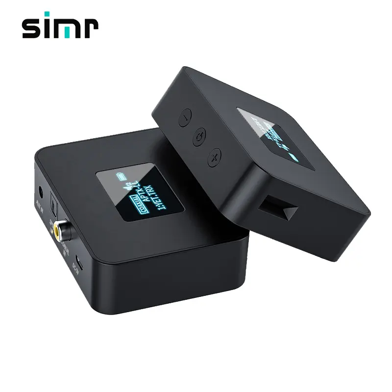Simr CSR8670 شاشة عرض LCD ضياع aptXLL يدعم AUX الألياف البصرية المحورية جهاز إرسال سمعي