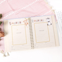 Ensemble de journal pour bébé avec impression personnalisée, premier annuaire mensuel de croissance, spirale, souvenir, carnet de souvenirs, carnet de bébé, journal de bébé