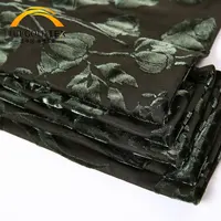 Tissu en velours imprimé floral pour robe, vêtement classique, noir, vert, olive, couleur unie, livraison rapide