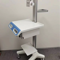 Chariot d'ordinateur à hauteur réglable avec plateau pour clavier et petit panier pour usage de bureau/médical