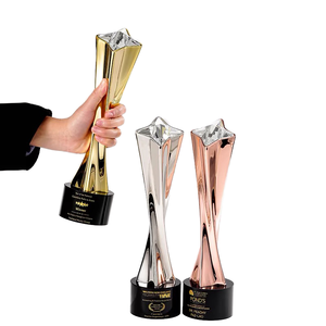 High Quality Customized Crystal Laser Engraved <strong>Trophy</strong> Gold Silver Copper Finish Creative Engraved Team Awards Souvenir <strong>Trophies</strong> - Product Image 1