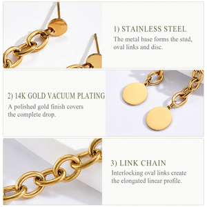 ต่างหูแบบห่วงโซ่สแตนเลสชุบทอง 14K ยาว 50 มม. - Product Image 2