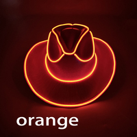 Chapeau de cowboy néon sans fil orange EL Glow avec plusieurs couleurs clignotantes pour adultes, artistes, décorations de fête de remise des diplômes