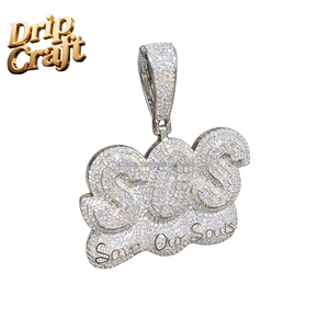 จี้ตัวอักษรฮิปฮอป (<span class=keywords><strong>Save</strong></span> <span class=keywords><strong>Our</strong></span> Soul) ชุบทองแท้บนทองแดง ประดับเพชรซิคอน 5A เต็มเม็ด เครื่องประดับทันสมัย สไตล์ยูนิเซ็กส์ ขายส่ง - Product Image 6