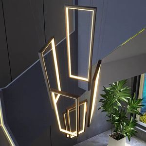 Lampada a Sospensione LED Moderna Regolabile in Altezza per Soffitti Alti, Luce Protettiva per gli Occhi, per Hotel e Scale, Finitura Personalizzata in Nero e Oro - Product Image 3