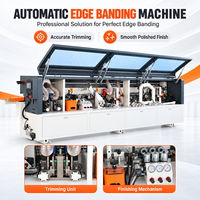 Machine automatique de chantournage pour le travail du bois, chantourneuse pour meubles, armoires, panneaux MDF, avec pré-fraisage, collage et finition.