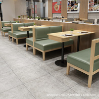 Combinaison Table et Chaises en Bois Massif Style Minimaliste Moderne pour Restaurants, Mobilier de Restaurant avec Revêtement en Coton pour Salons de Thé et Restaurants