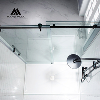 Porte de douche coulissante sans cadre en verre trempé de 10 mm d'épaisseur, sur mesure, 56-60 pouces de largeur, 76 pouces de hauteur, en acier inoxydable, pour salle de bain et chambre à coucher, modèle Mars Villa