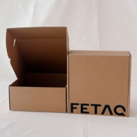 Boîte d'expédition en papier kraft brun personnalisée, laminée mate, avec logo noir imprimé, pour le transport de produits