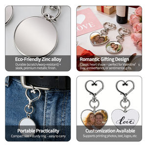 Portachiavi a <span class=keywords><strong>Cuore</strong></span> Personalizzabile, Souvenir per Matrimoni, Portachiavi in Metallo a Clip per Sublimazione - Product Image 3