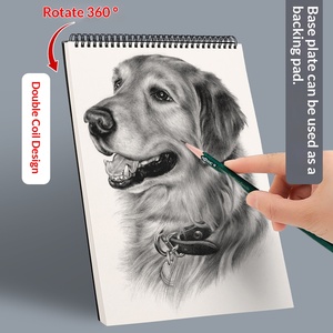Carnet de <span class=keywords><strong>croquis</strong></span> A4 à spirale, épaissi, pour dessin rapide, pages vierges, peinture au trait, marqueur, 8K, couverture rigide, noir - Product Image 2