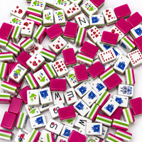 Juego de Mahjong Americano de Lujo de 4 Capas de Acrílico, Tema Tormenta Rosa, Kit de Juego de Mahjong Femenino para Fiestas y Entretenimiento