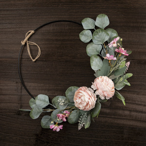 Guirlande de fleurs artificielles CallaFloral, roses roses et eucalyptus, décoration murale pour la maison et les mariages CF01011 - Product Image 1