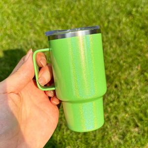 Vaso de acero inoxidable mini aislado de 3oz con asa y pajita, en colores arcoíris brillantes, en blanco para sublimación - Product Image 5