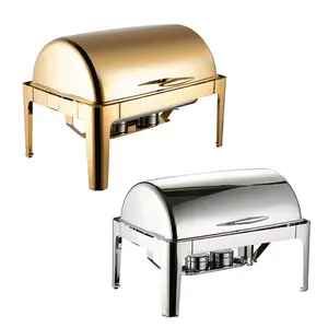 Chaffing Dishes Buffet Catering Stainless Steel Luxury Food Warmer Gold Hydraulic Cheffing Chafing Dish Buffet Set For Catering
