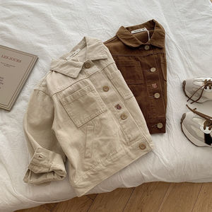 Veste de printemps et d'automne pour enfants, mode coréenne pour garçons, veste de lavage pour enfants, manteau en tissu sergé de coton pour bébés - Product Image 3