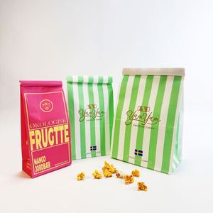 Bolsa de Papel para Palomitas Ecológica con Ventana, con Cierre Metálico Antigrasa y Rayas Rojas y Amarillas, Personalizable con LOGO - Product Image 3