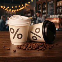 Cangkir Kopi Dinding Ganda Premium Berlapis Emas dengan Tutup PS 8oz 12oz Cangkir Kertas Dinding Berongga yang Dapat Disesuaikan untuk Toko Teh Susu