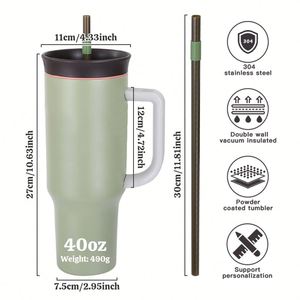 Vaso Térmico Personalizado de Acero Inoxidable de 40 oz, Aislado, a Prueba de Fugas, Libre de BPA, con Aislamiento Térmico de 12-24 Horas, para Deportes, Gimnasio, Viajes, con Asa - Product Image 2