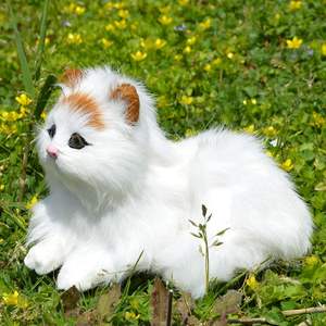 Realistico giocattolo di piccolo gatto realistico simpatico gattino peluche statuetta di animali pelosi in plastica per ornamenti da giardino per la casa del gattino - Product Image 6