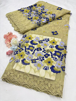 NI.AI Nouveau design Tissu en dentelle filet 3D fleuri lavable, dentelle brodée tricotée chaîne avec sequins pour robes de mariée et de soirée pour filles