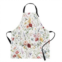 Tablier en polyester Britimes pour la cuisine, la pâtisserie, le jardinage, pour femmes et hommes, avec poches, motifs floraux bohèmes, papillons, hortensias