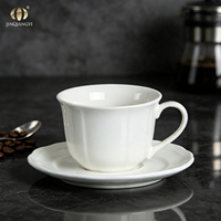Tasse à cappuccino en céramique JQY avec soucoupe 7 oz, ensemble tasse et soucoupe en porcelaine blanche pour latte, mocha, thé, flat white