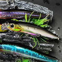 Leurre Minnow Coulant Longue Portée 80mm 14.3g pour Eau Salée, Appât Artificiel Tremblant Type Crayon pour la Pêche à la Truite, au Brochet et au Perche, Matériel de Pêche, Wobblers