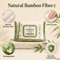 Lingettes pour nouveau-nés en fibre de bambou naturelle, non parfumées, hypoallergéniques, jetables, 80 lingettes par paquet