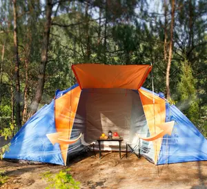 2 베드룸 1 거실 더블 레이어드 캠핑 텐트 야외 태양 보호 멀티 사람 피크닉 캠핑 텐트