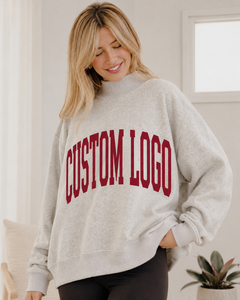 Sudadera Vintage Oversize de Cuello Alto para Mujer con Estampado de Letras Universitarias Personalizado, Manga Larga, Estilo Casual Urbano, Forro Polar - Product Image 4