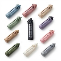 Bouteille d'eau de voyage en verre borosilicate transparente personnalisée Morden avec manchon en silicone et couvercles en plastique pour le sport